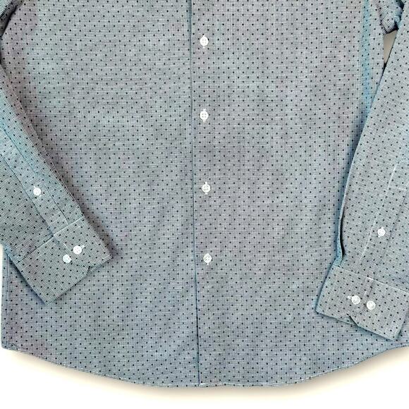 Geoffrey Beene Long Sleeve Button Up Slim Fit Shirt Stretch Mens M Dotted Gray - Picture 4 of 10